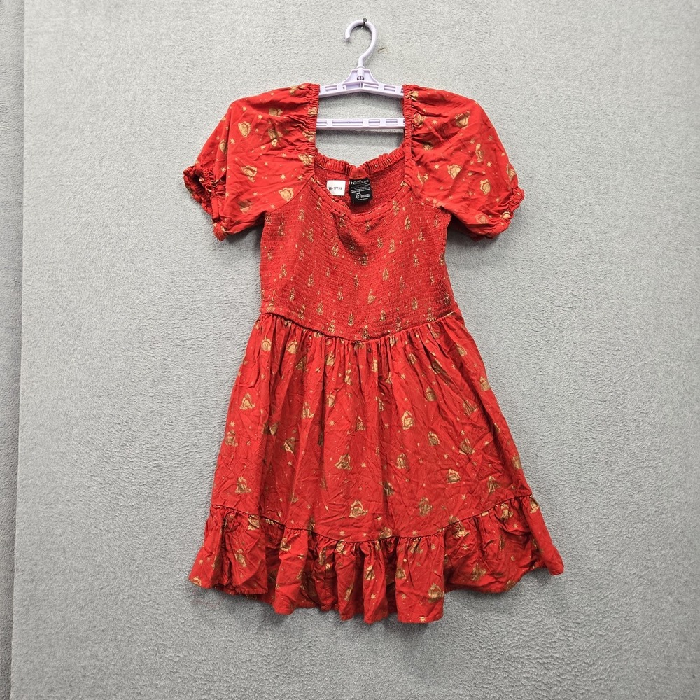 Studio Ghibli Howl's Moving Castle Women Dress 6 Red Castle Calcifer & Stars
